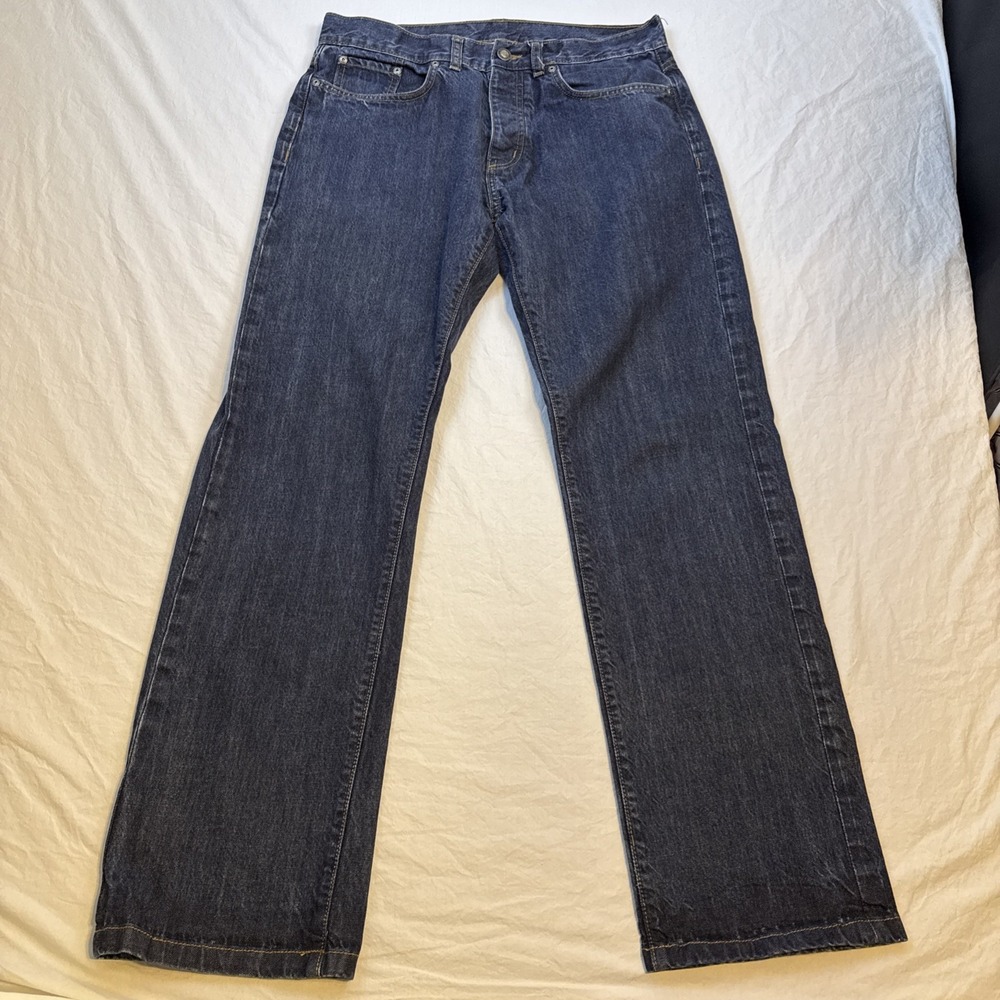 Patagonia Low Rise Iron Clad Dark Wash Blue Denim Cargo Jeans Womens 30 x 28